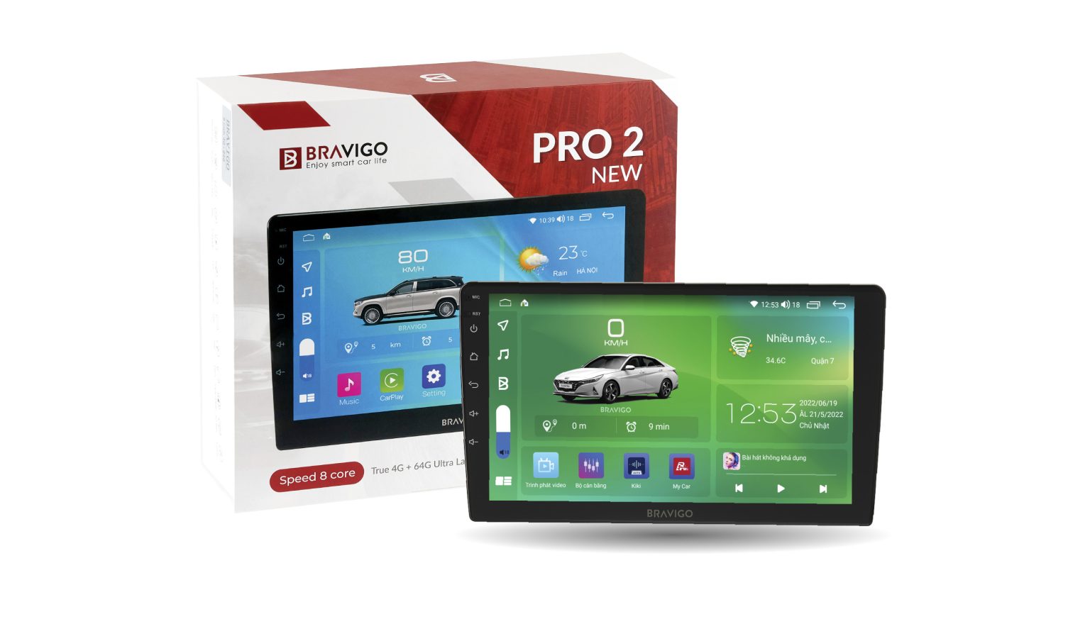 màn hình ô tô Bravigo Pro 2 new