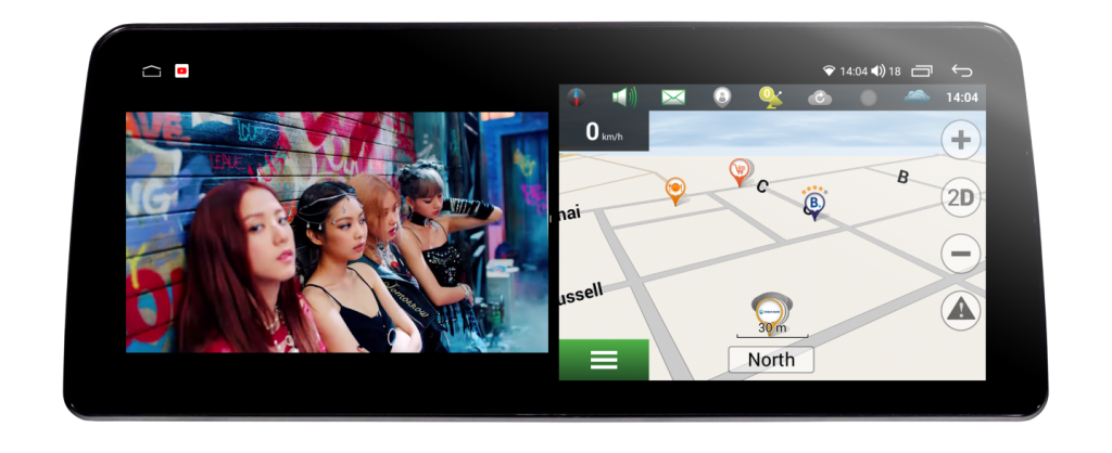 Chia đôi màn hình giao diện màn hình android ô tô BRAVIGO Pro tech
