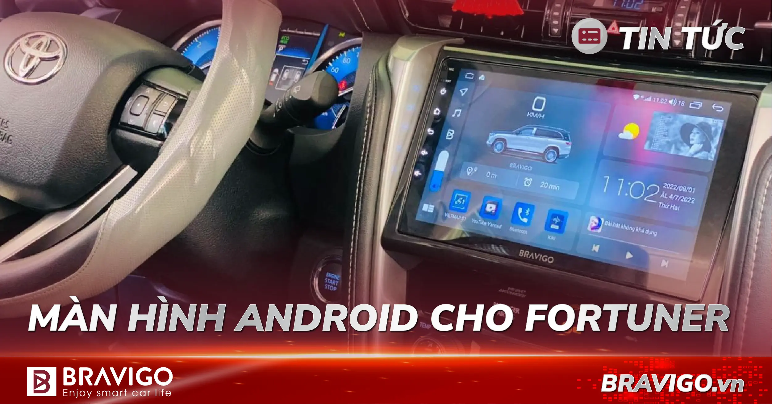 màn hình android ô tô fortuner