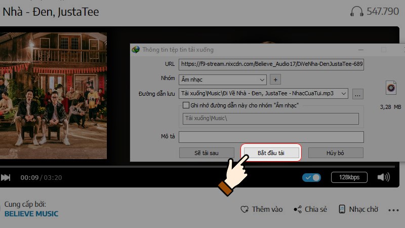 tải nhạc qua IDM