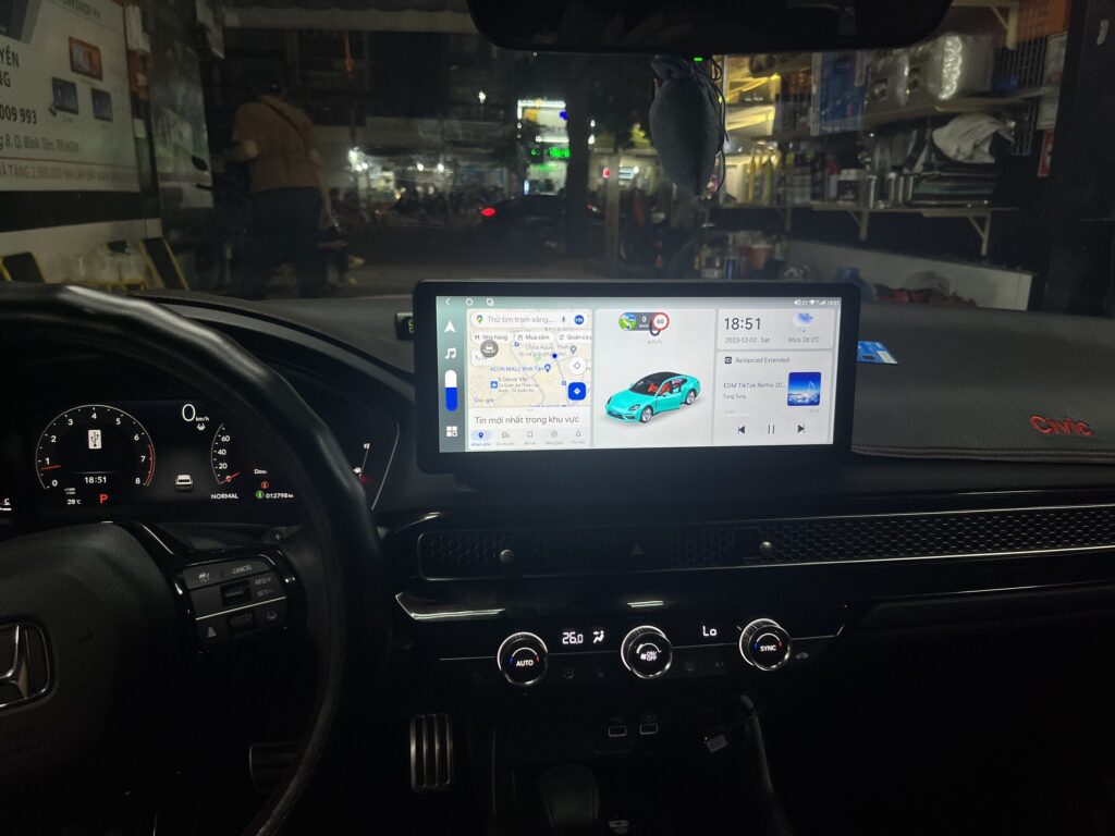 hình lắp đặt màn android trên xe
