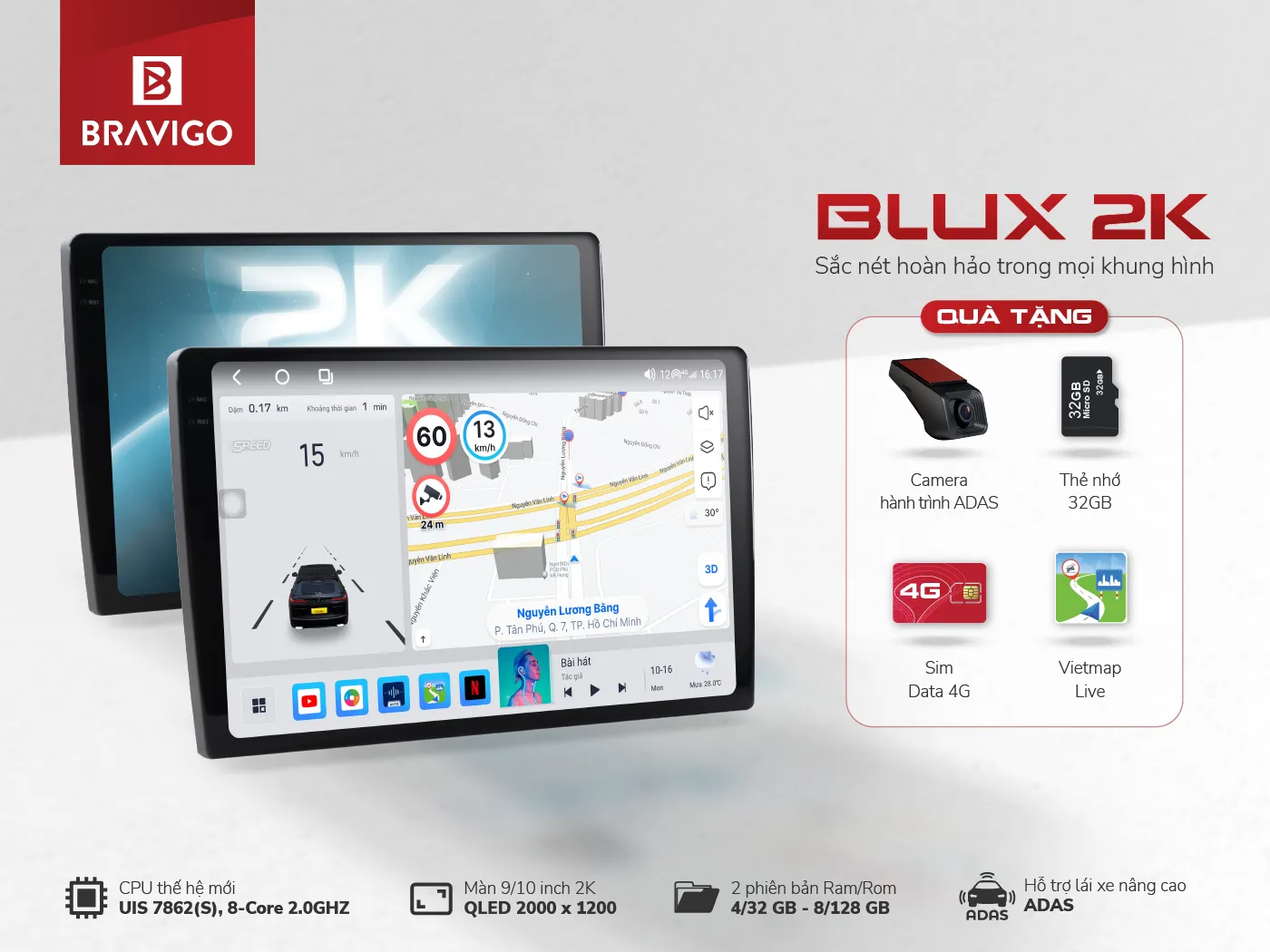 Tổng quan màn hình Android Bravigo Blux 2K