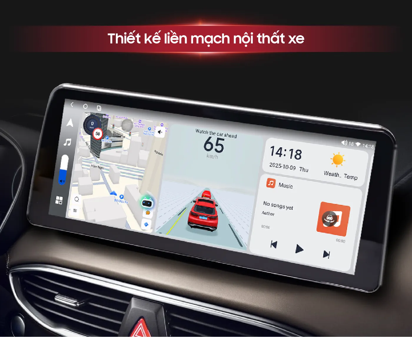 Màn hình Android ô tô Bravigo Pro Tech Santa Fe thiết kế tương thích hoàn toàn nội thất xe