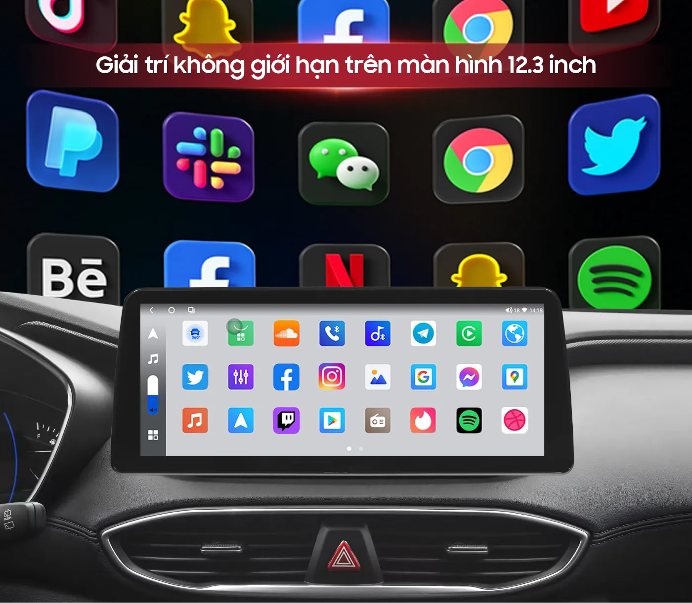 Giải trí không giớn hạn trên màn hình Android ô tô Bravigo Pro Tech Santa Fe