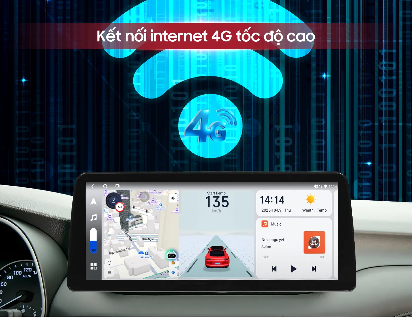 Màn hình Android ô tô Bravigo Pro Tech Santa Fe kết nối Internet 4G tốc độ cao
