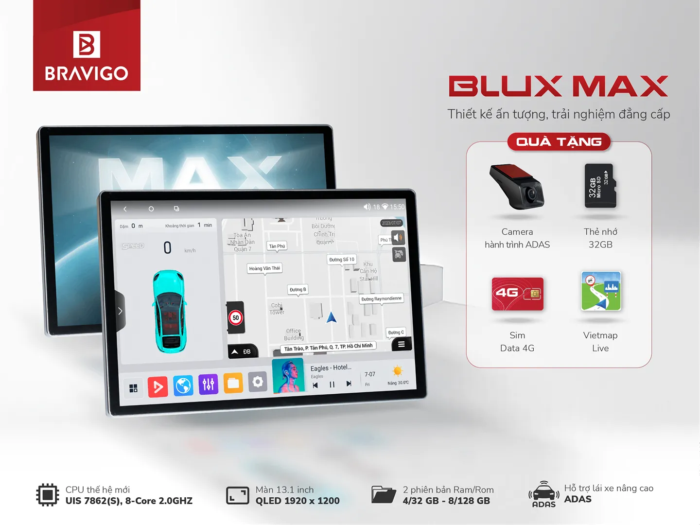 Tong quan man hinh Android Bravigo Blux