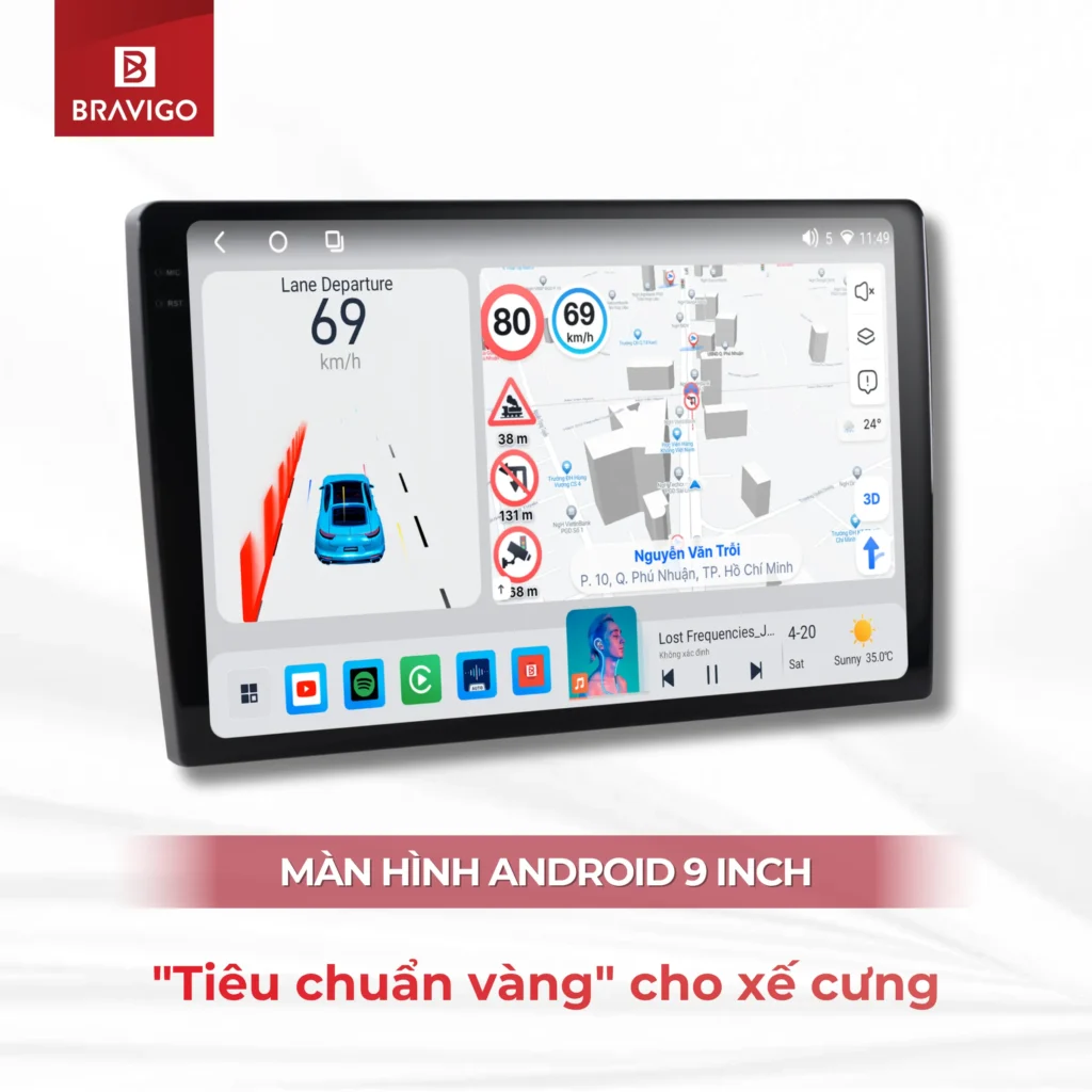 man hinh android 9 inch tieu chuan cho vang cho xe cung
