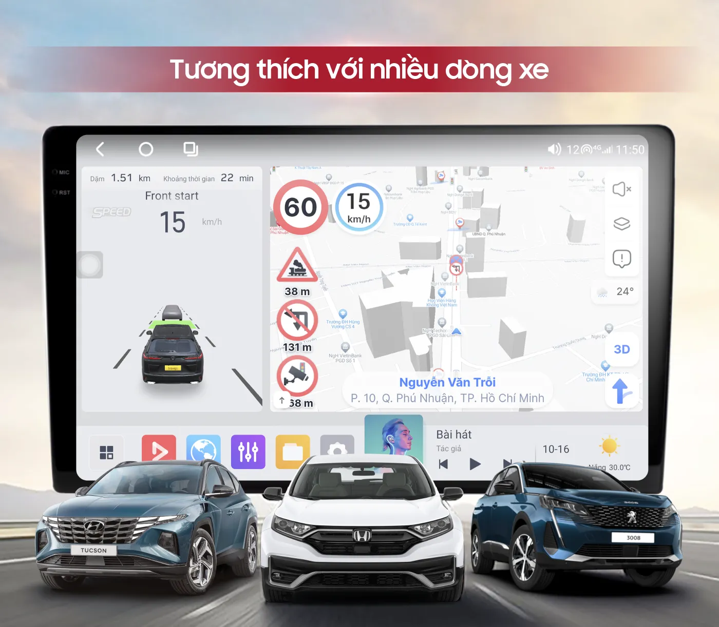 Màn hinh Android ô tô Bravigo Blux 2K tương thích với nhiều dòng xe