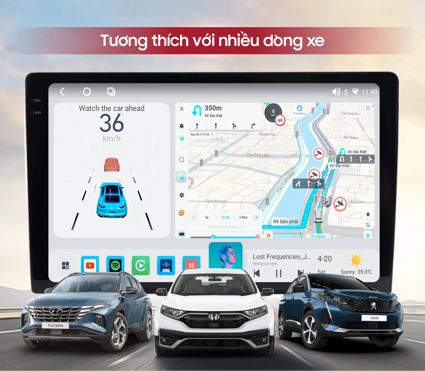 Màn hình Android ô tô Bravigo BX8 tương thích với nhiều dòng xe
