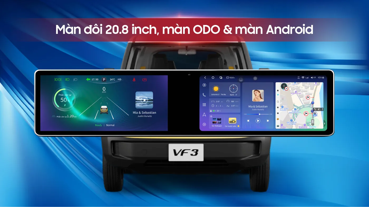 Bravigo Duo Max VF3 9 Màn hình Android ô tô Duo Max VF3 sở hữu màn đôi 20.8 inch