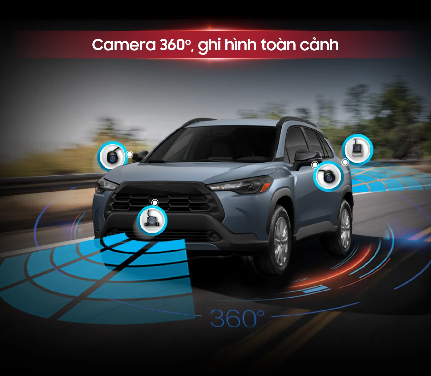 Màn hình Android ô tô Bravigo Pro Tech Cross hỗ trợ Camera 360 độ, ghi hình toàn khung cảnh