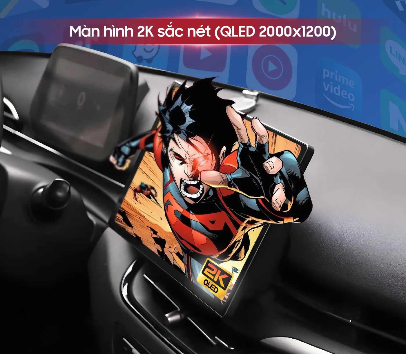 Màn hình Android ô tô VF5 Max đạt chuẩn 2k sắc nét (QLED 2000X1200)
