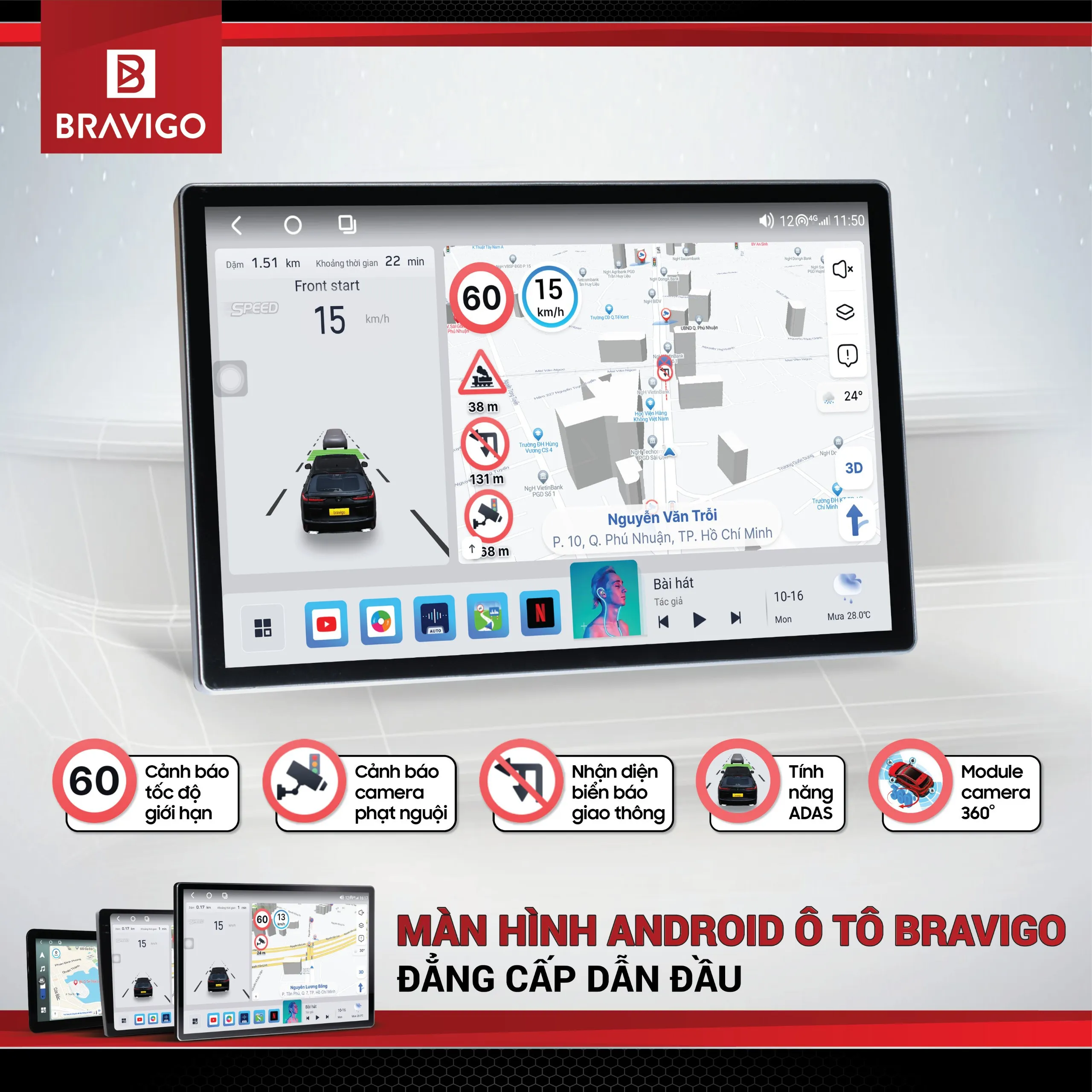 Màn hình Android: Cập nhật giao thông trực tuyến - Lái xe an toàn