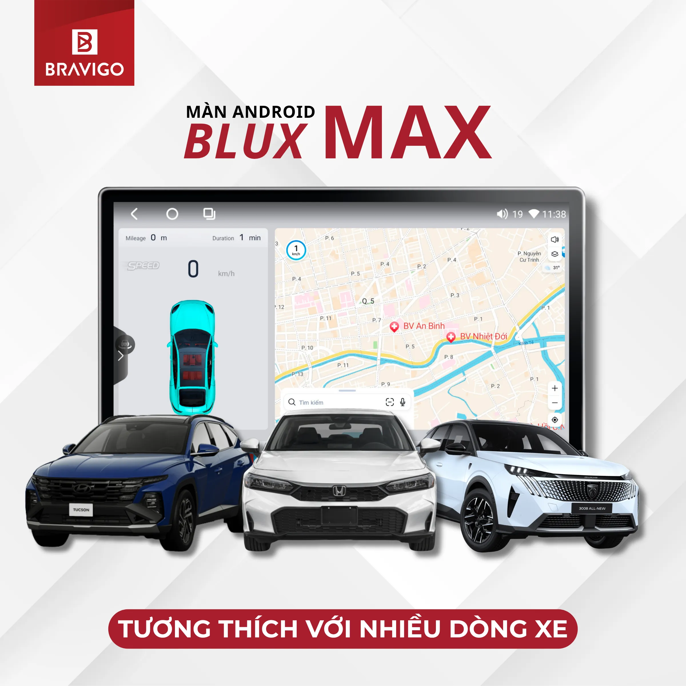 Bravigo Blux Max 4 Màn hình Android Bravigo Blux Max tương thích với nhiều dòng xe