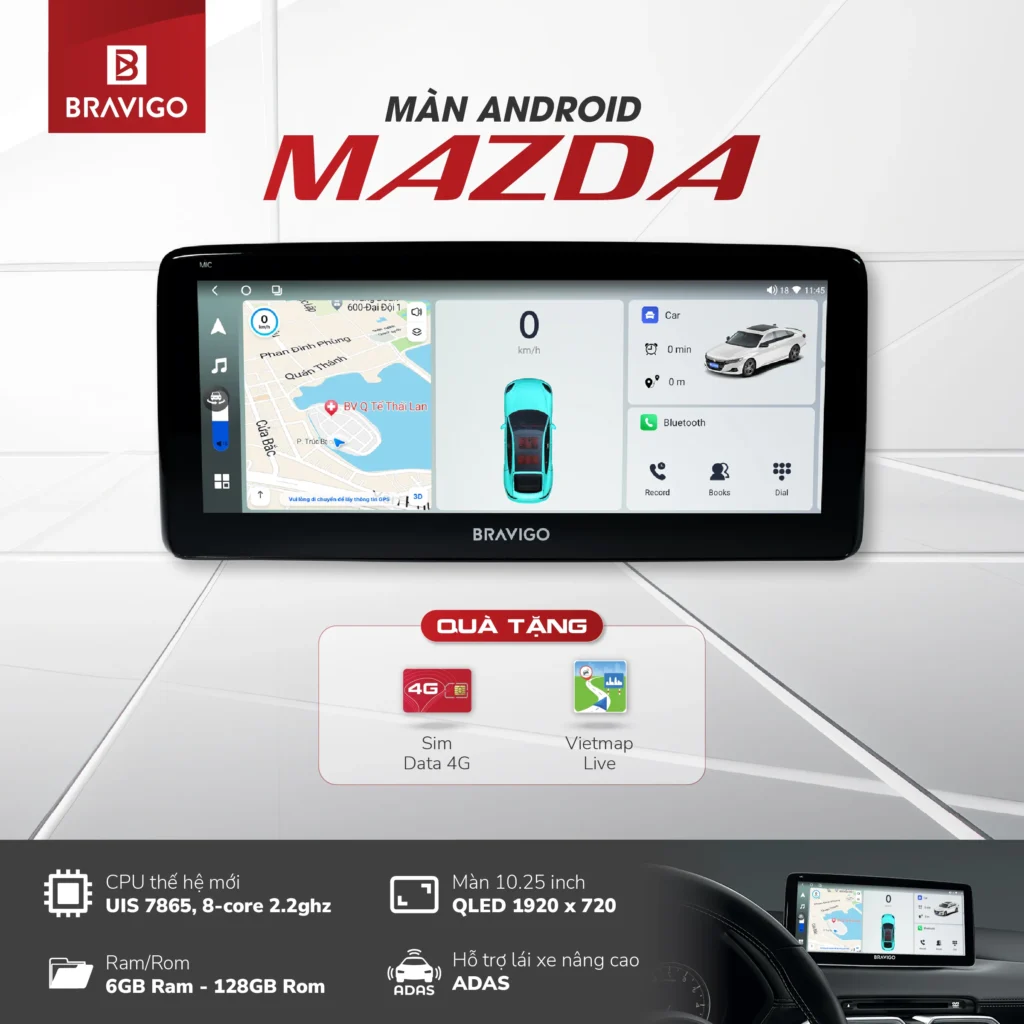 Bravigo Blux Mazda 8 Tổng quan màn Android Bravigo Blux Mazda