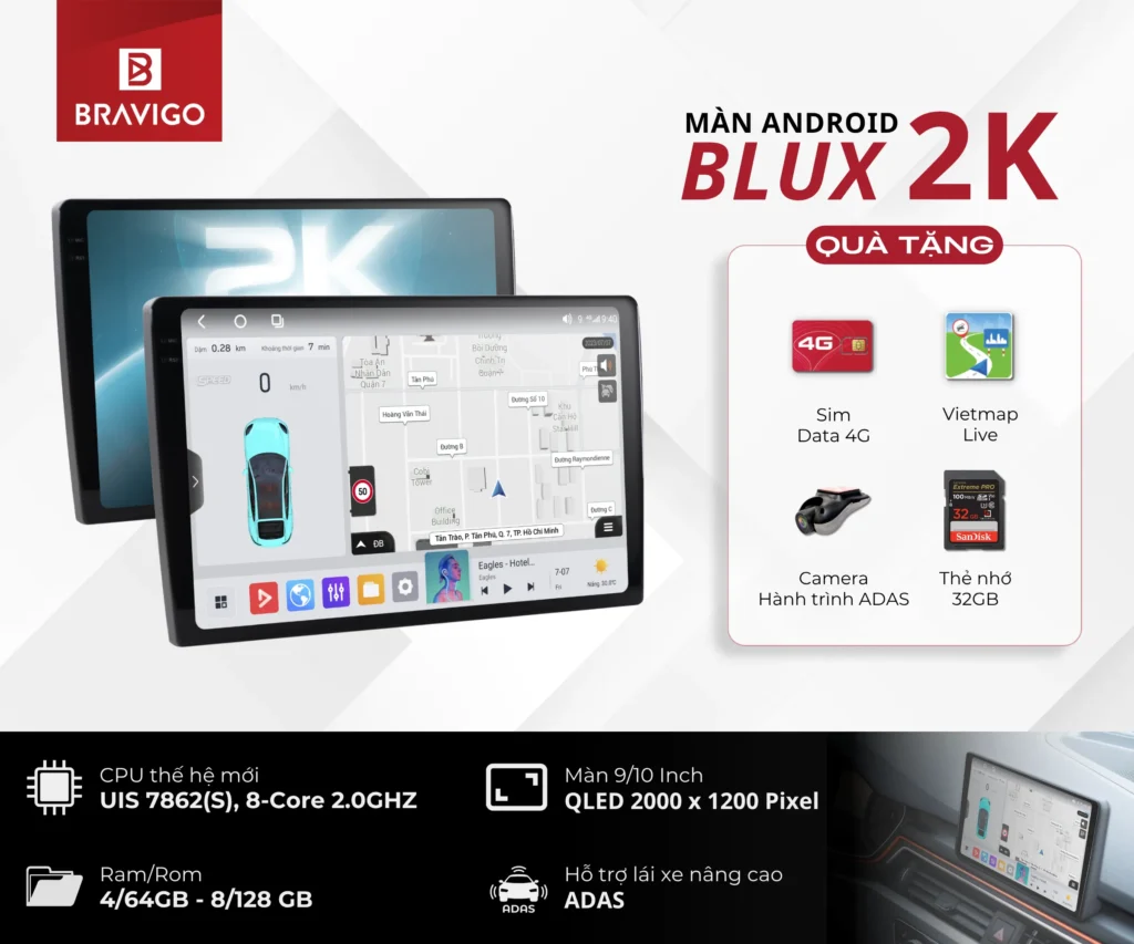 Tổng quan màn hình Android Bravigo Blux 2K