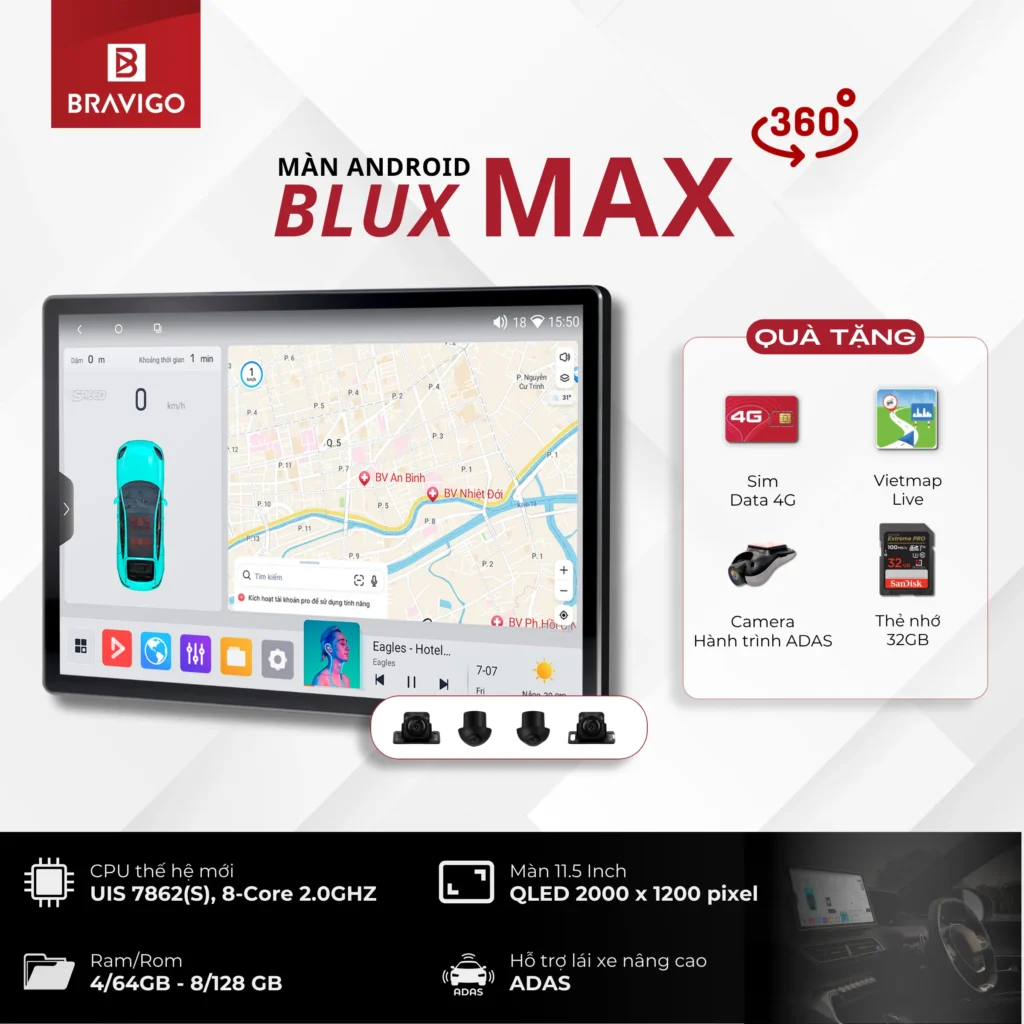 Tổng quan màn hình Android Bravigo Blux Max 360