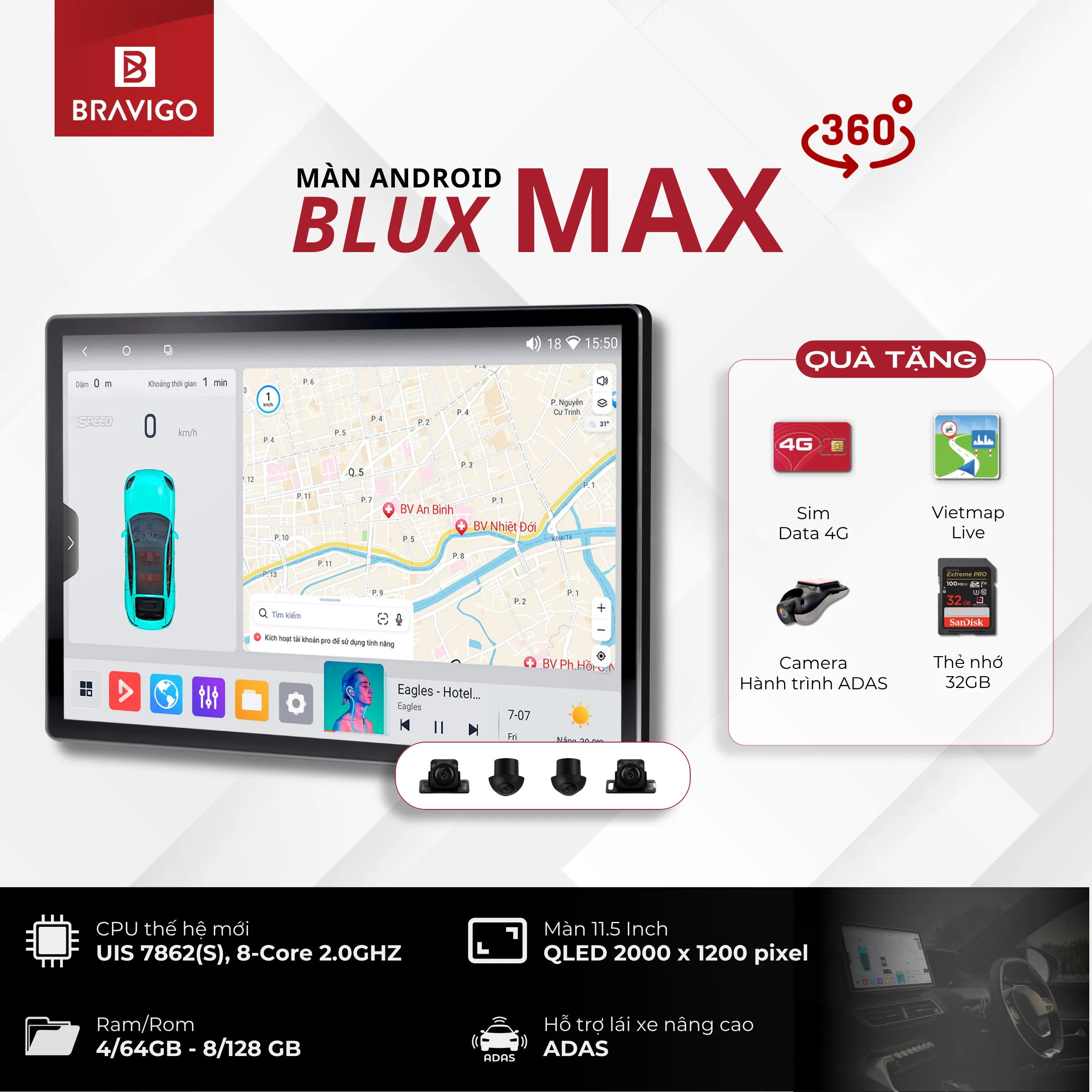 Bravigo Blux Max 3 Tổng quan màn hình Android Bravigo Blux Max 360