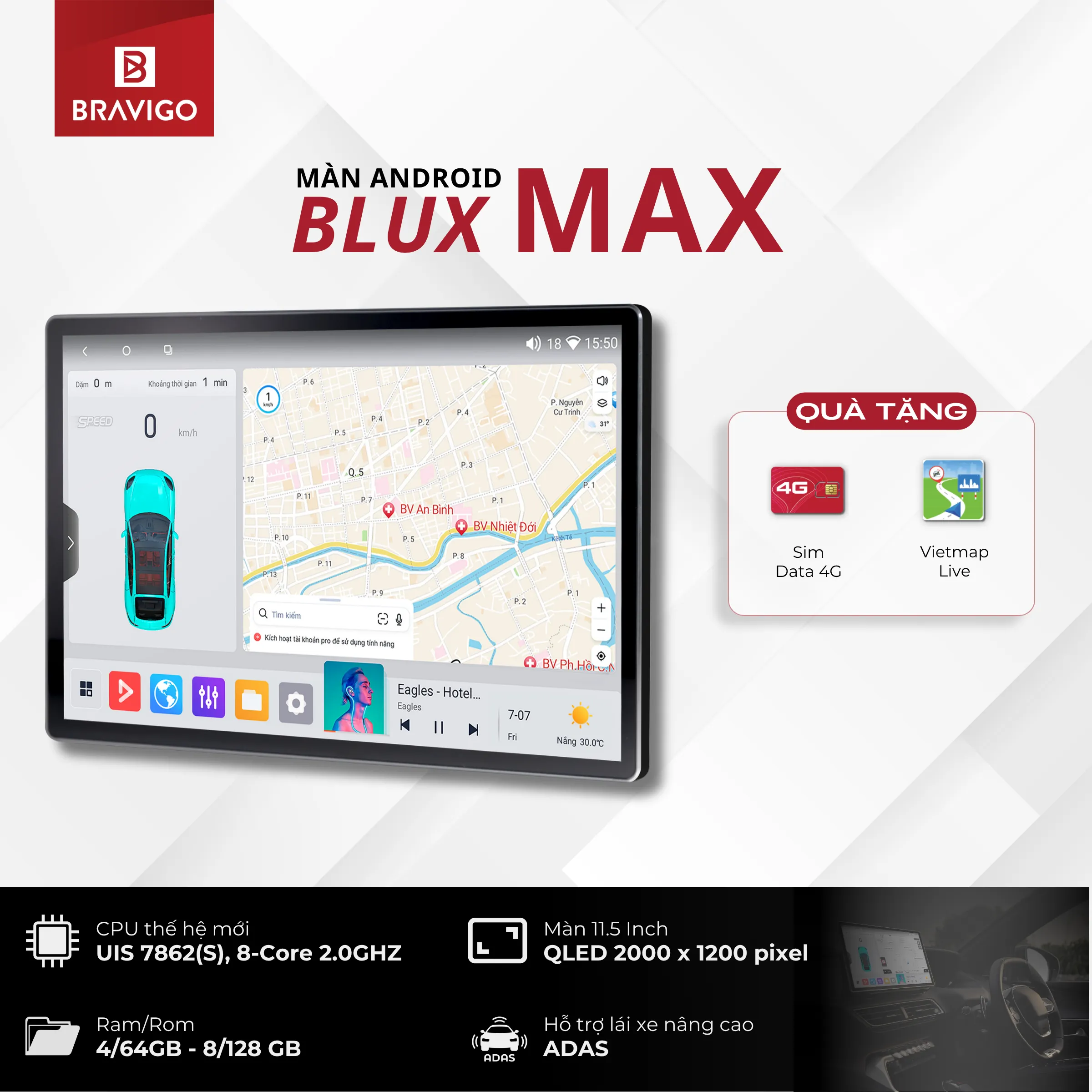 Bravigo Blux Max 2 Tổng quan màn hình Android Bravigo Blux Max