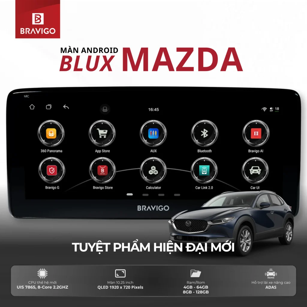Tổng quan màn hình Android Bravigo Blux Mazda