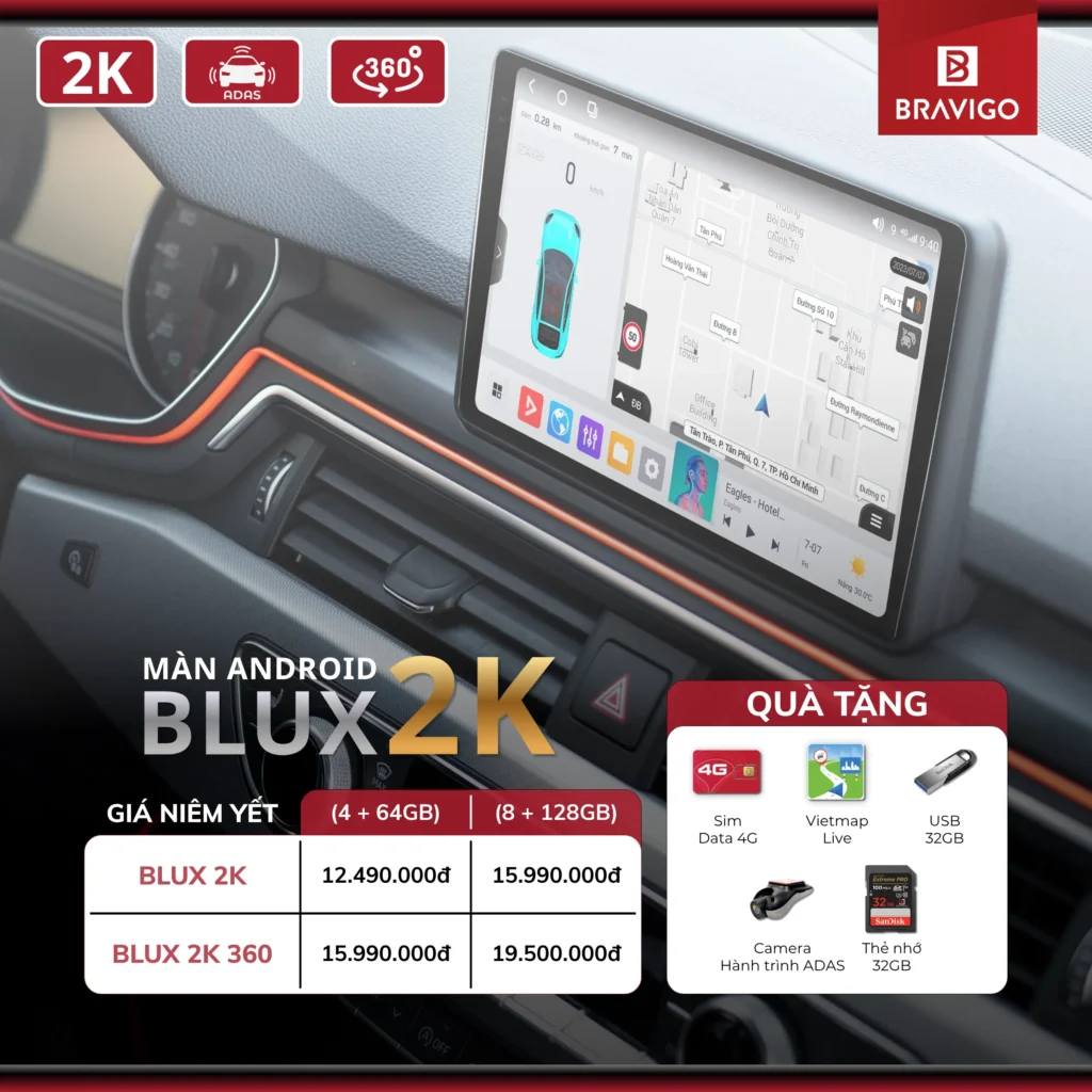 Bảng giá màn Android Bravigo Blux 2K