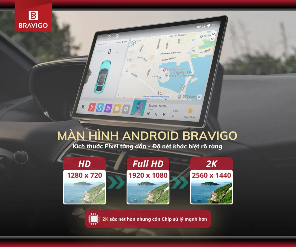 Chất lượng hiển thị trên màn hình Android ô tô
