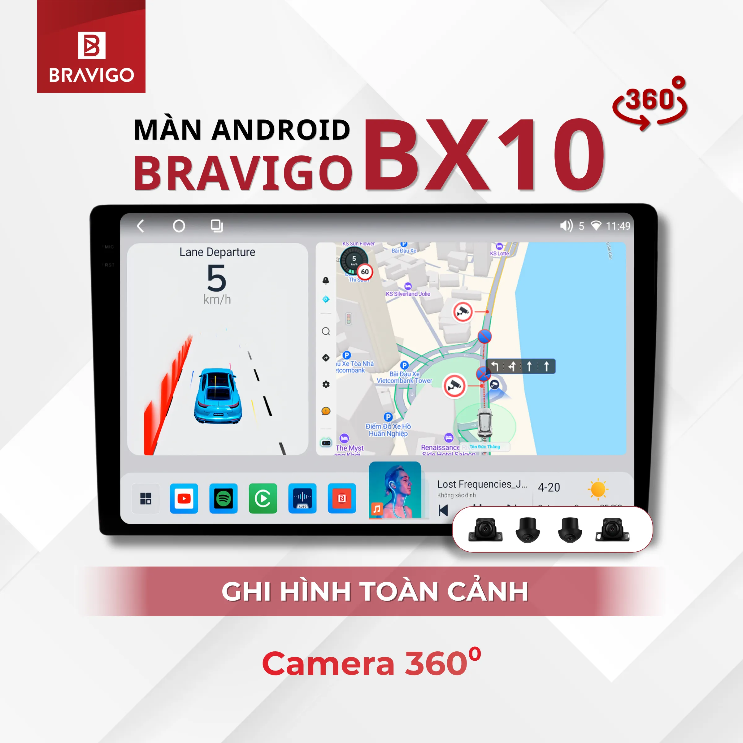 Bravigo BX10 7 Màn hình Android Bravigo BX10 tích hợp Camera 360