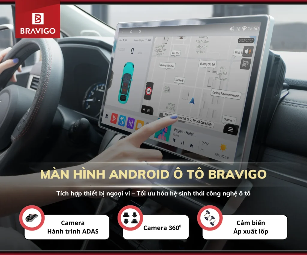 Màn hình Android ô tô Bravigo hỗ trợ các thiết bị ngoại vi