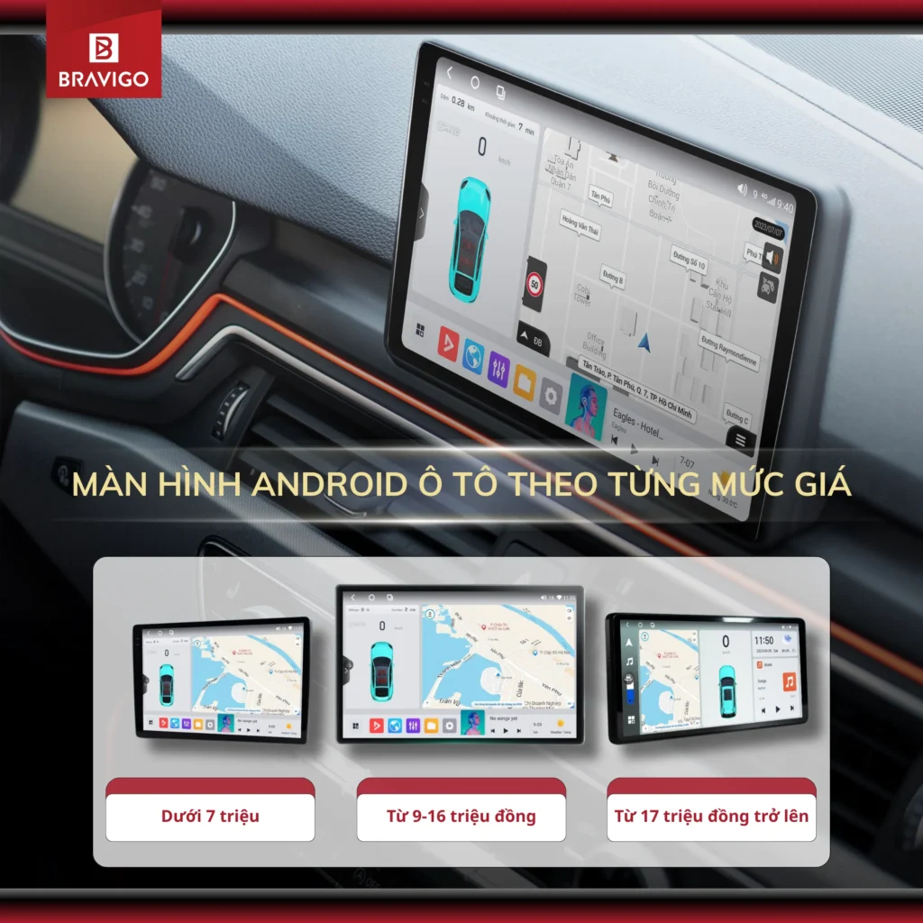 Màn hình Android ô tô theo từng mức giá