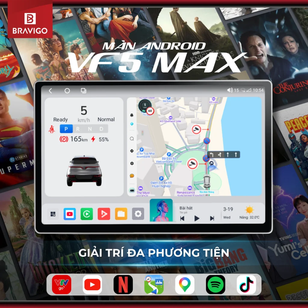 Giải trí đa phương tiện trên màn Android Bravigo VF5 Max