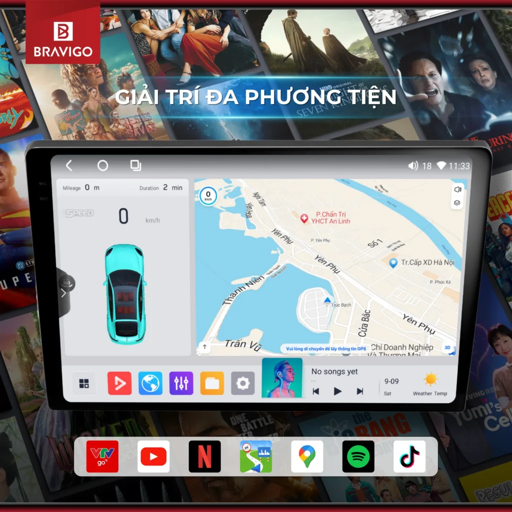 Màn Android ô tô giải tri đa phương tiện