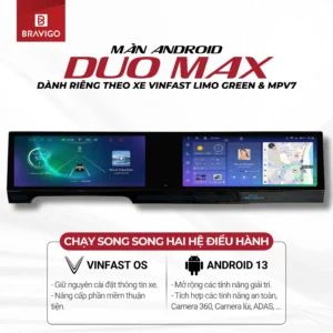 Màn hình Android Bravigo Duo Max Limo Green chạy song song hai hệ điều hành