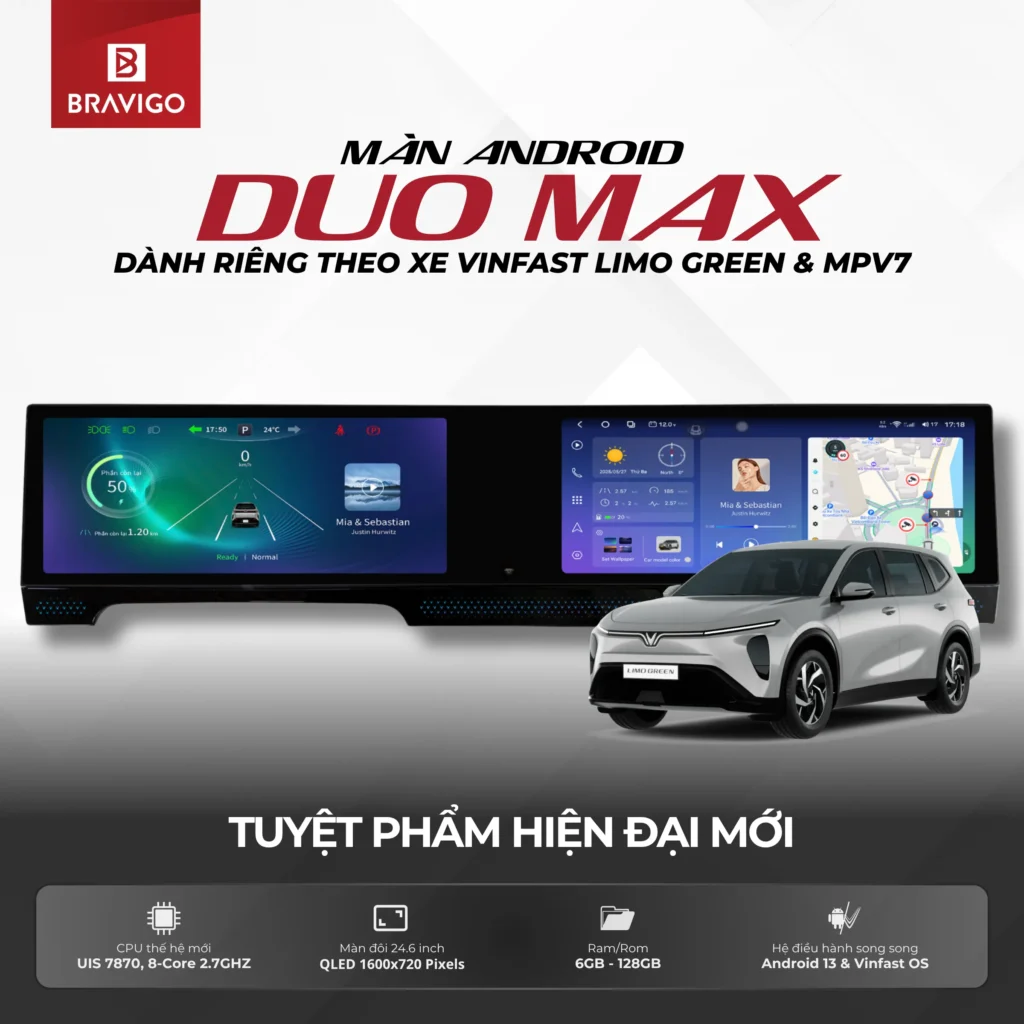 Tổng quan màn Android Bravigo Duo Max Limo Green
