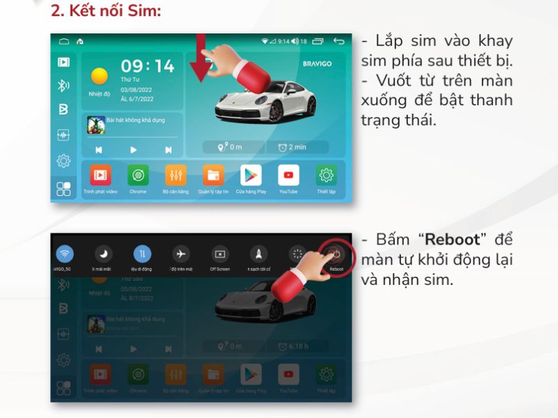 Hướng dẫn cách lắp sim vào màn hình Android ô tô Hướng dẫn cách lắp sim vào màn hình Android ô tô
